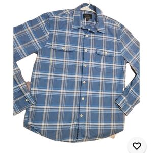 Lucky Brand Blue and White Plaid Button Down Shirt Size M
